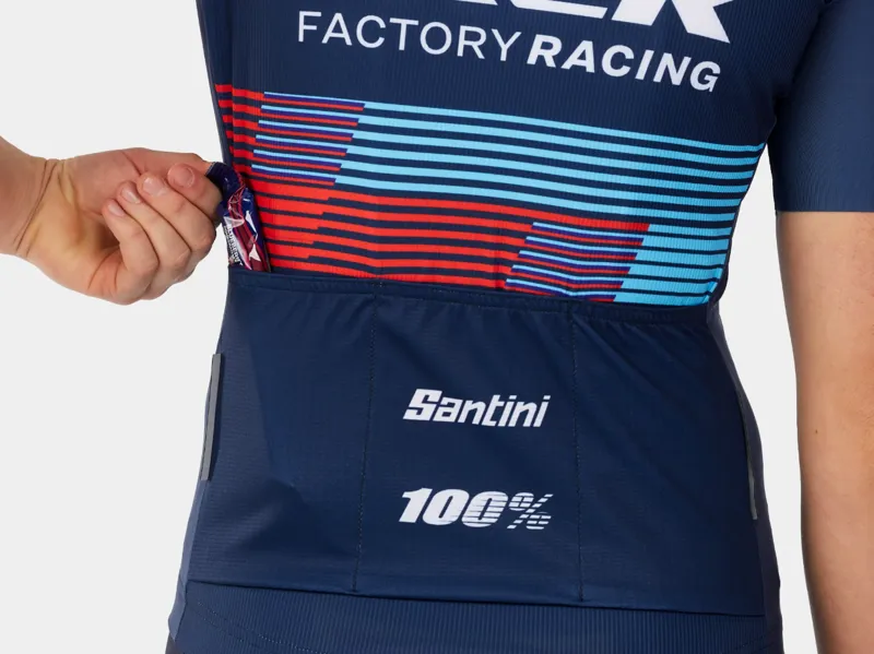 Trek Santini Factory Racing Women's Team Replica Short Sleeve Jersey in Blue-2